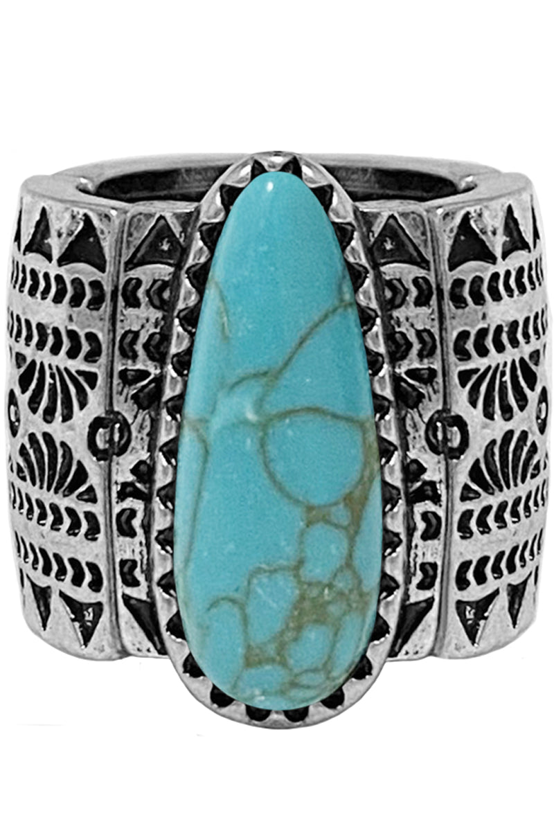 WESTERN AZTEC GEMSTONE BAND RING