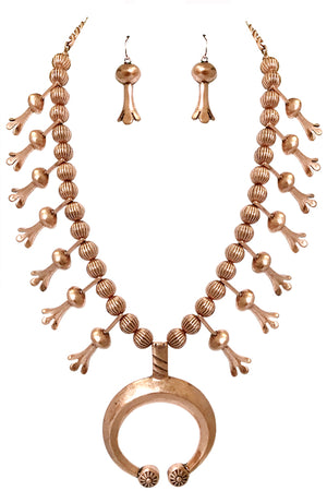 WESTERN CONCHO SQUASH BLOSSOM STATEMENT NECKLACE