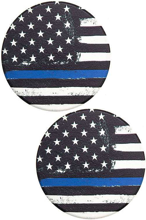 POLICE BLUE LINE PATRIOTIC AMERICA FLAG PRINT DRINK CAR COASTER