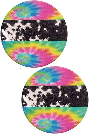 TIE DYE ANIMAL COWHIDE MIX PRINT DRINK COASTER