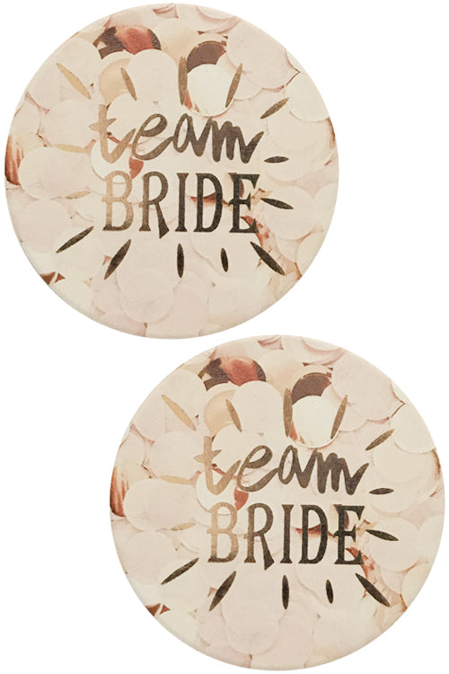 FLOWER PETAL BACKGROUND TEAM BRIDE MESSAGE PRINT DRINK CAR COASTER