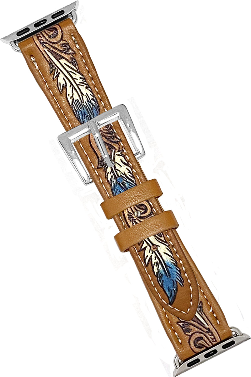 WESTERN FEATHER STITCH LEATHER APPLE WATCH BAND