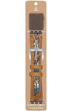 WESTERN FEATHER STITCH LEATHER APPLE WATCH BAND