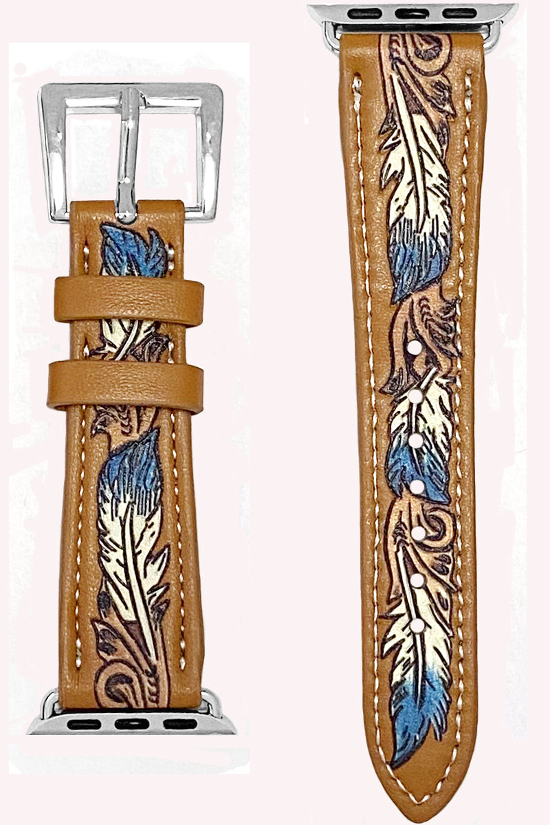 WESTERN FEATHER STITCH LEATHER APPLE WATCH BAND