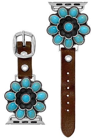 TURQUOISE FLOWER APPLE WATCH BAND