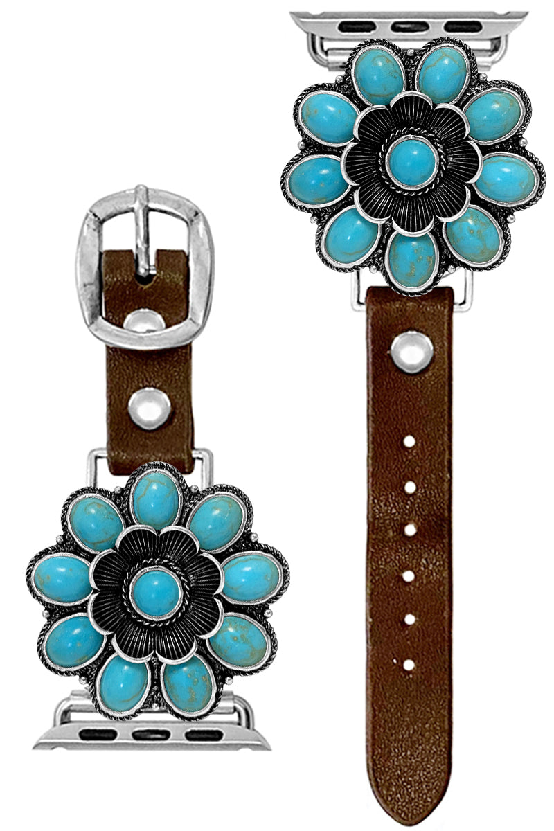 TURQUOISE FLOWER APPLE WATCH BAND