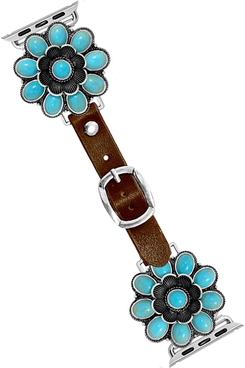 TURQUOISE FLOWER APPLE WATCH BAND