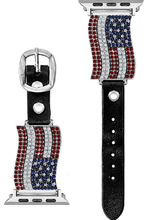 RHINESTONE PAVE USA FLAG APPLE WATCH BAND