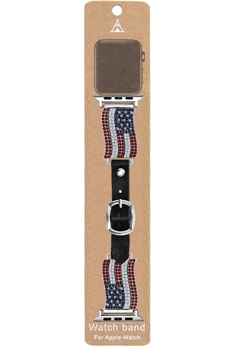 RHINESTONE PAVE USA FLAG APPLE WATCH BAND