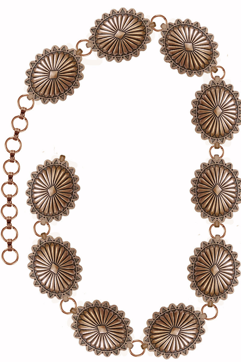 WESTERN CONCHO FLOWER CASTING CHAIN BELT