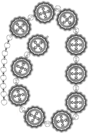 WESTERN  AZTEC CONCHO FLOWER CASTING FASHION CHAIN BELT