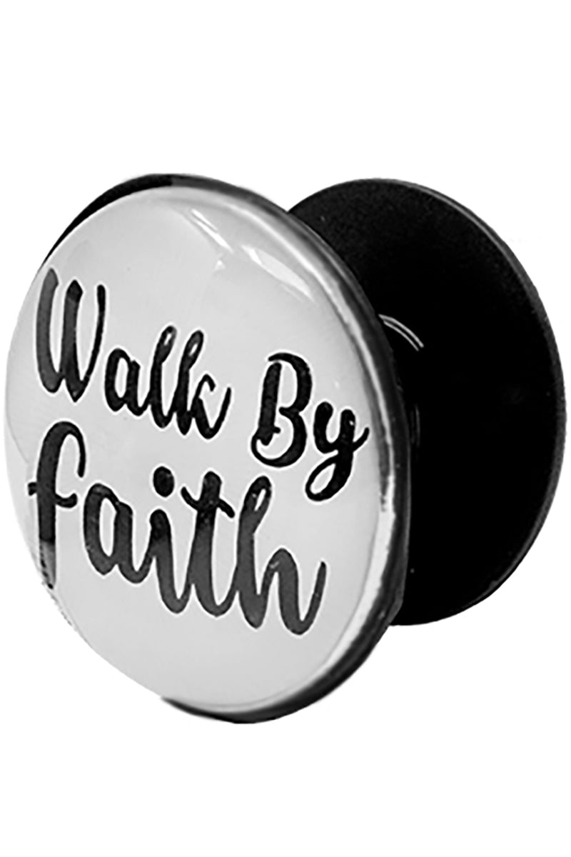 INSPIRATION "WALK BY FAITH" MESSAGE GLASS TOP POP UP CELL PHONE Grip